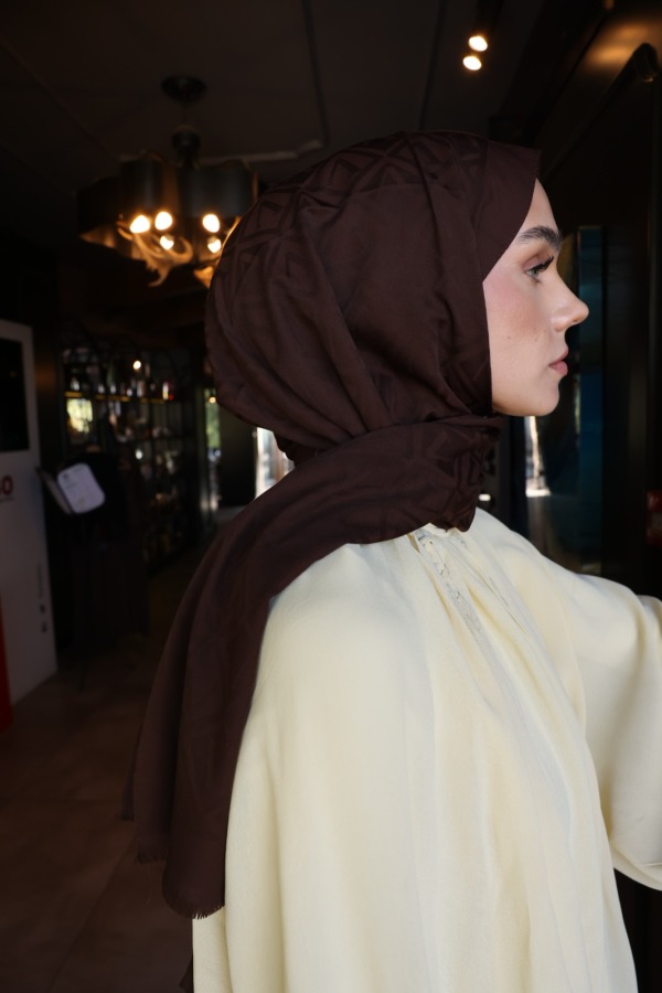 Acı Kahve Logo Desen Şal - 2