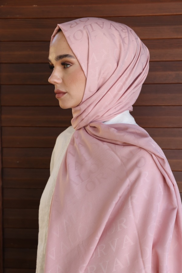 Açık Pudra Monogram Desen Şal - 3