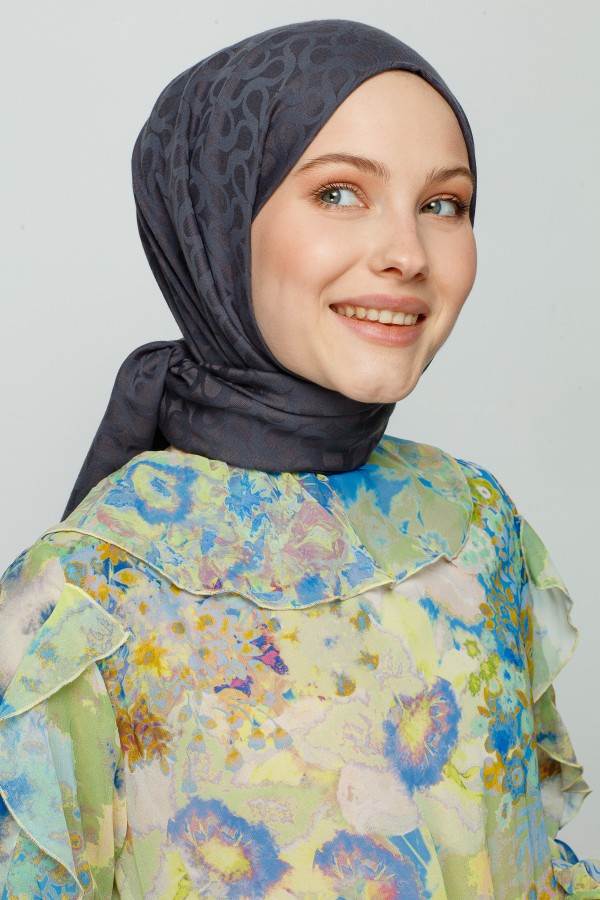 ANTRASİT BLOOM DESEN ŞAL - VALORSCARF (1)