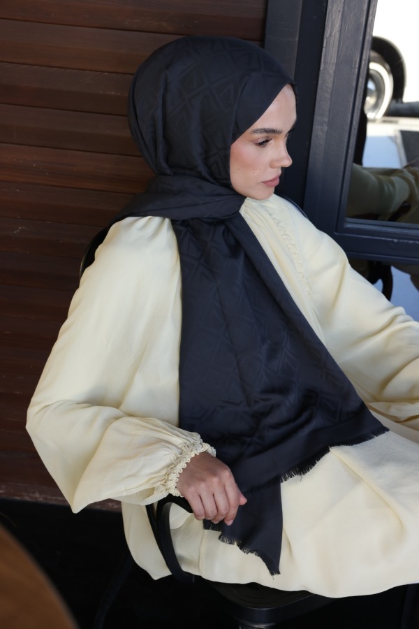 Antrasit Logo Desen Şal - (1)