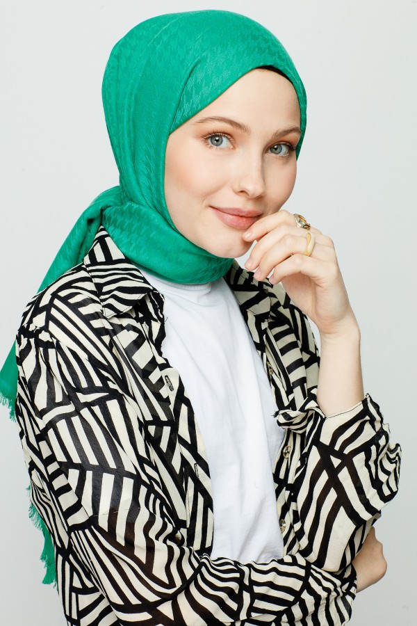 VALORSCARF - BENETTON YEŞİLİ KAZAYAĞI DESEN ŞAL