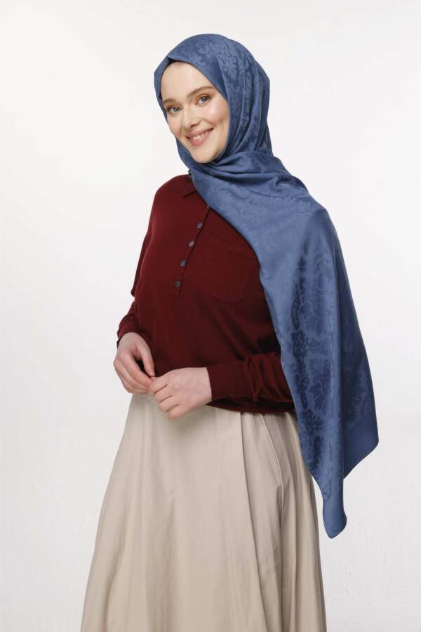 Brokar Desen Şal / İndigo - 4