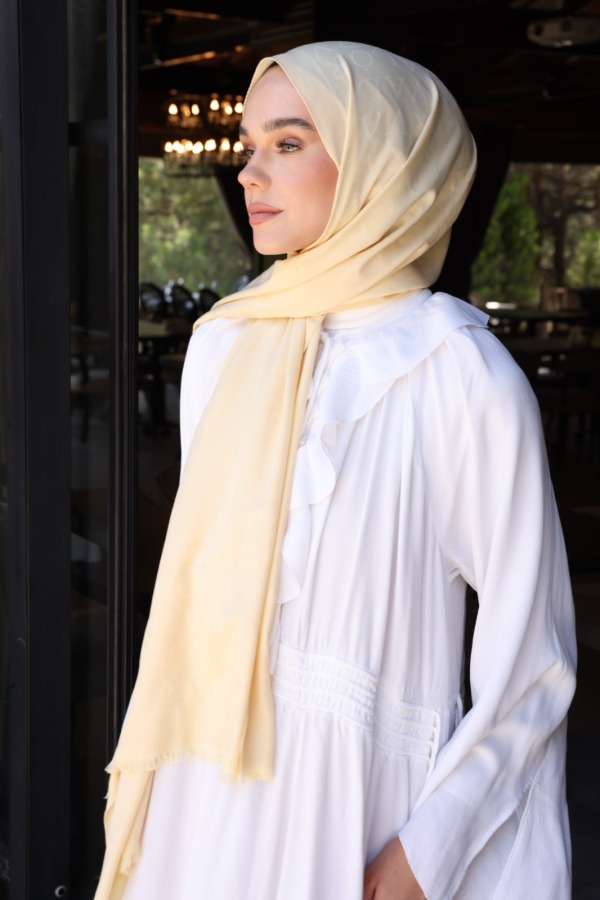 Butter Yellow Monogram Desen Şal - (1)