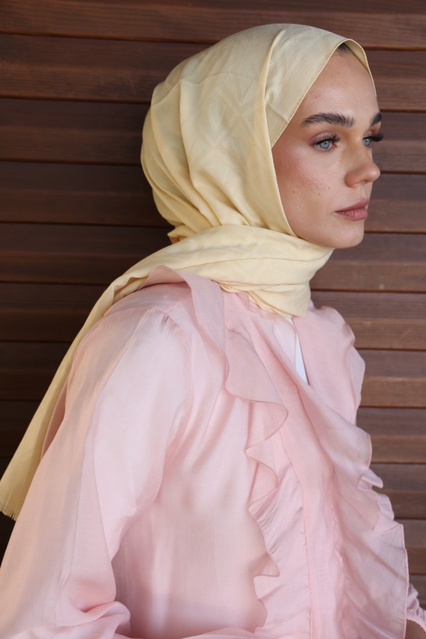 Butter Yellow Logo Desen Şal 
