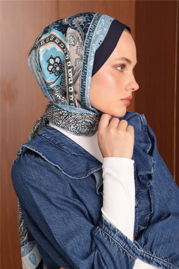 Clematic Blue Foş Viskon Şal 