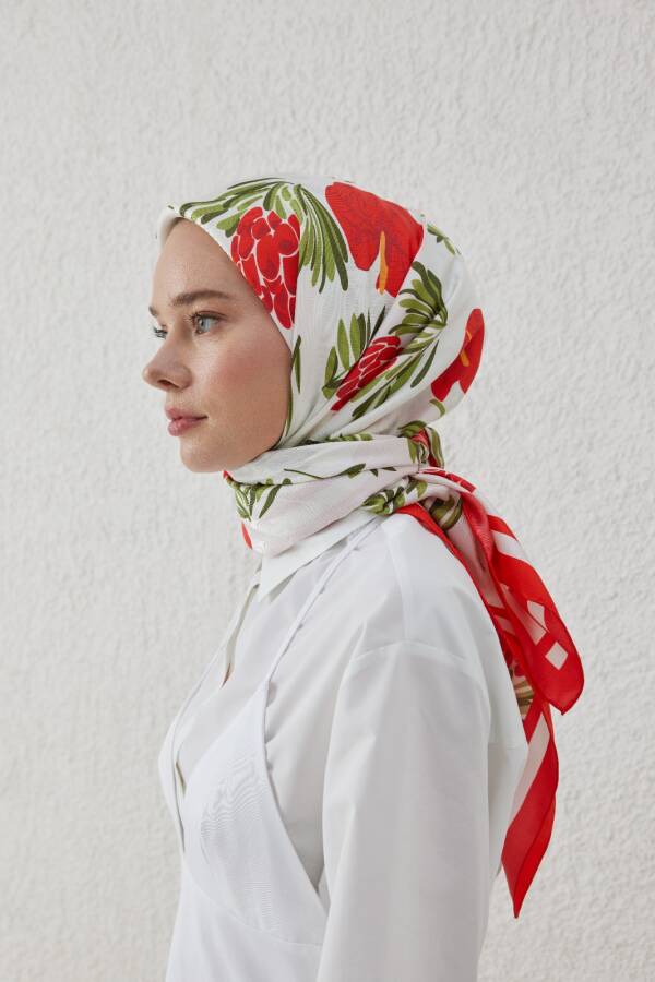 FLORAL İPEK EŞARP - 1