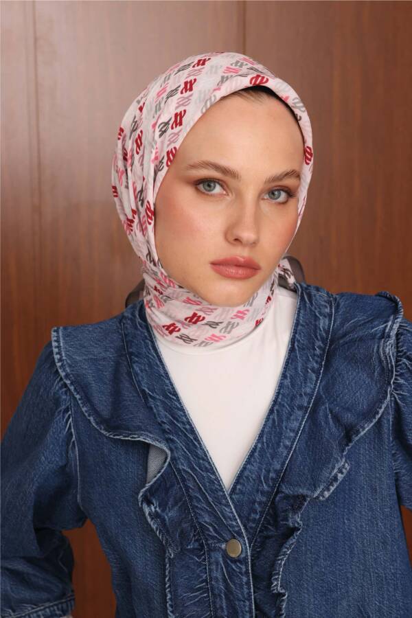 Floş Viskon Eşarp / Kül Pembe - 3