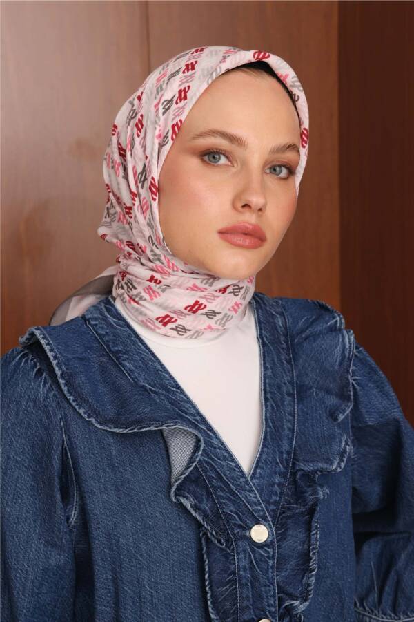 Floş Viskon Eşarp / Kül Pembe - 1