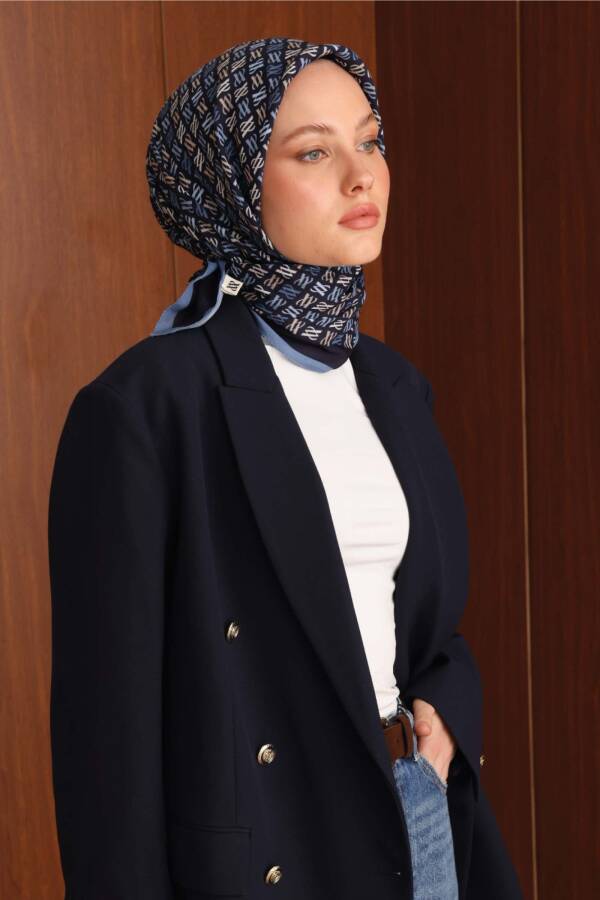 Floş Viskon Eşarp / Lacivert - 3