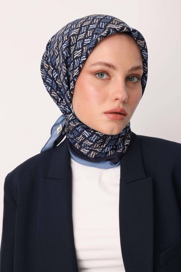 Floş Viskon Eşarp / Lacivert - 4
