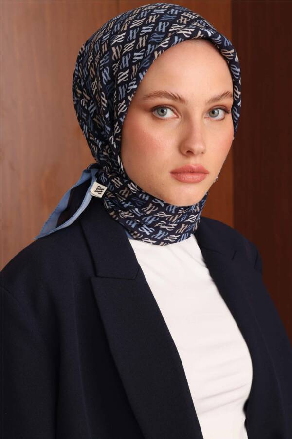 Floş Viskon Eşarp / Lacivert - 5