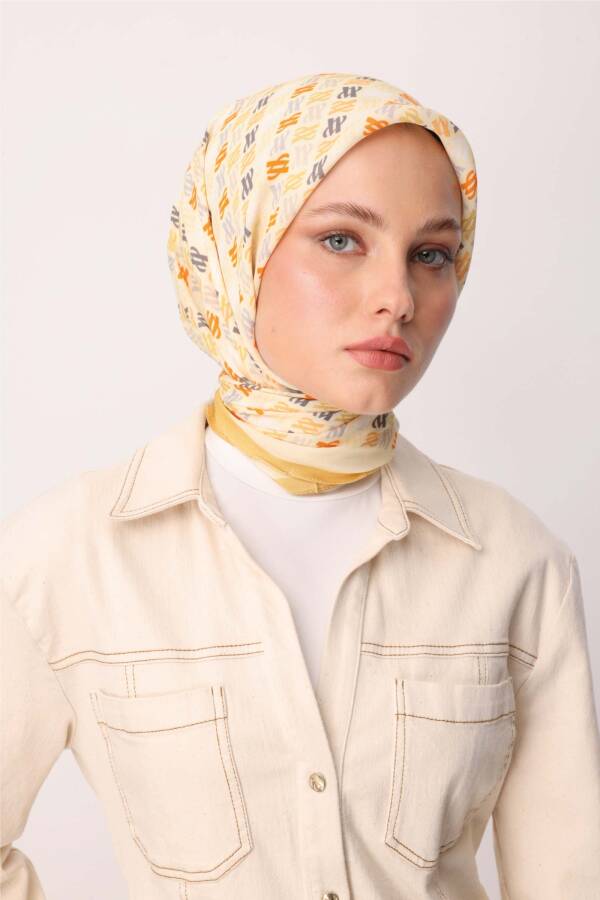 Floş Viskon Eşarp / Pastel Sarı - 4