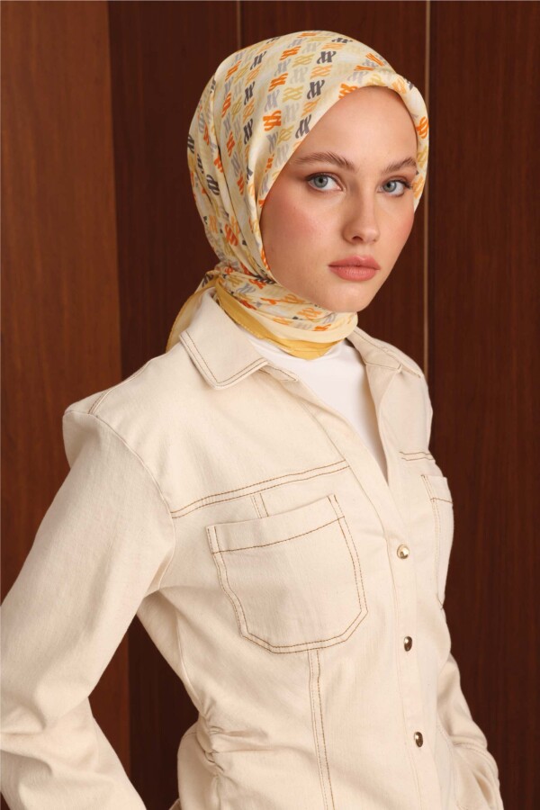 Floş Viskon Eşarp / Pastel Sarı 
