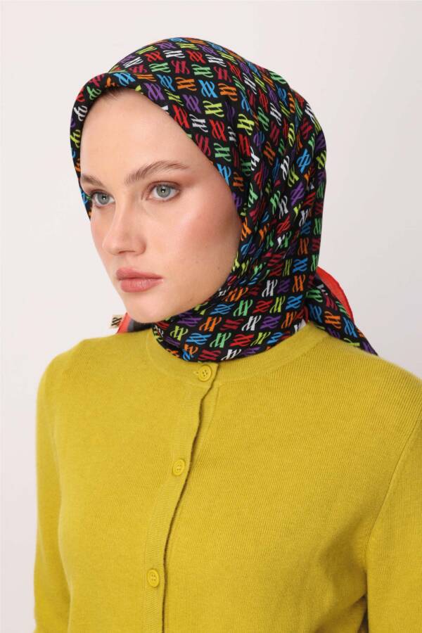 Floş Viskon Eşarp / Siyah-kırmızı - 4