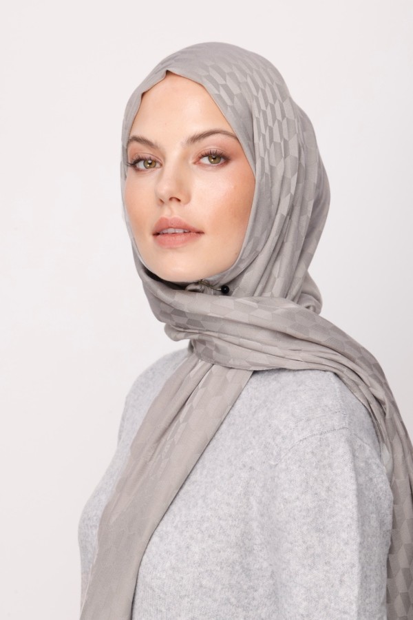  - FÜME QOZA DESEN İPEKSİ JAKAR ŞAL
