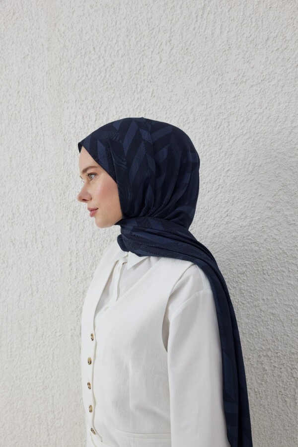 GECE MAVİ BALIKSIRTI DESEN JAKAR ŞAL - VALORSCARF (1)