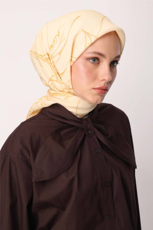 Giallo floşViskon Eşarp / Defne Yaprağı - 4