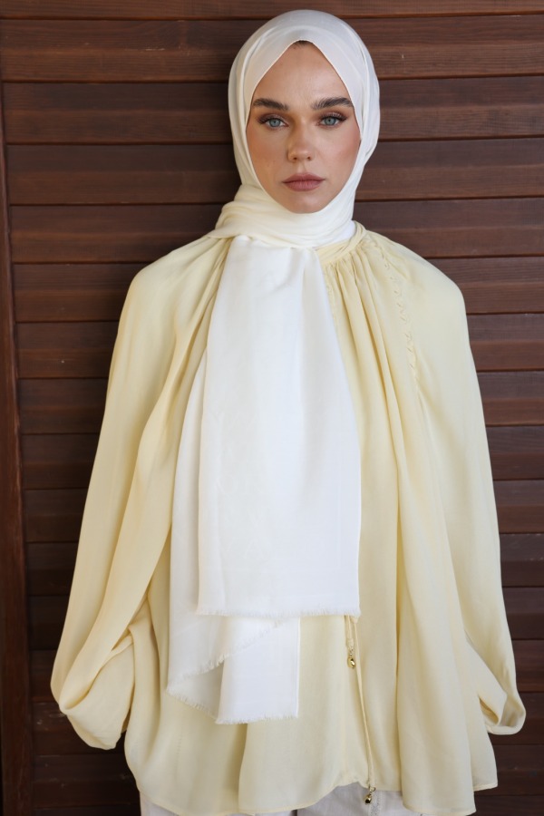 İnci Beyazı Monogram Desen Şal - (1)