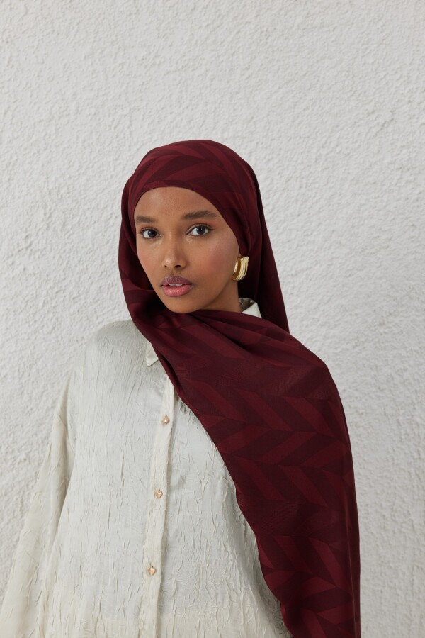 KIZILCIK BALIKSIRTI DESEN JAKAR ŞAL - (1)