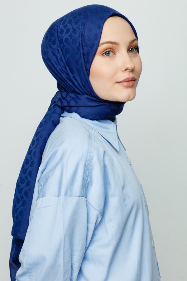 KOYU KOT MAVİ BLOOM DESEN ŞAL - VALORSCARF (1)
