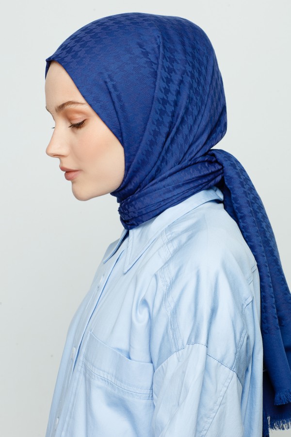 KOYU KOT MAVİ KAZAYAĞI DESEN ŞAL - VALORSCARF (1)
