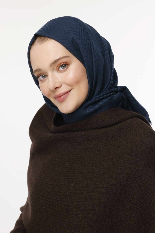 Labirent Desen Şal / Gece Mavi - (1)