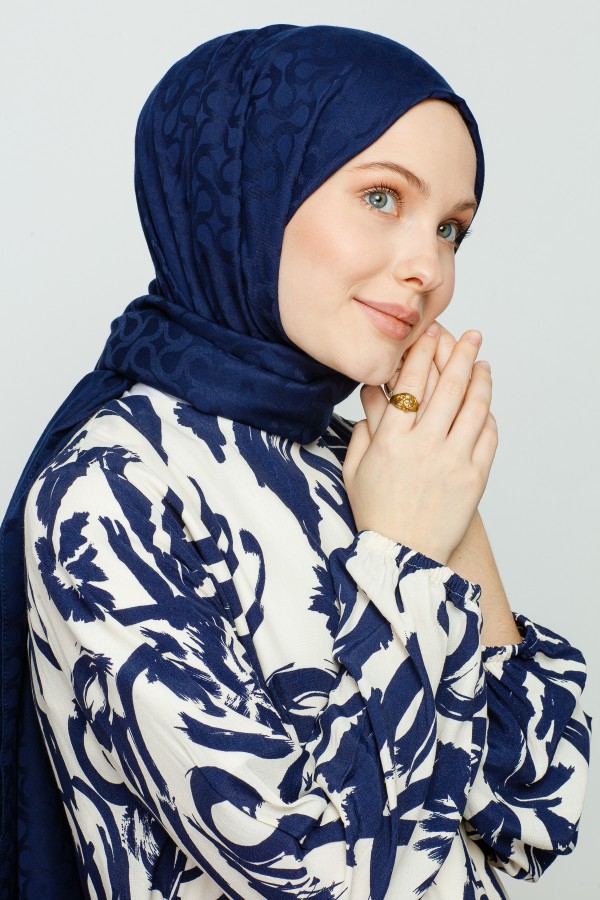 LACİVERT BLOOM DESEN ŞAL - VALORSCARF (1)