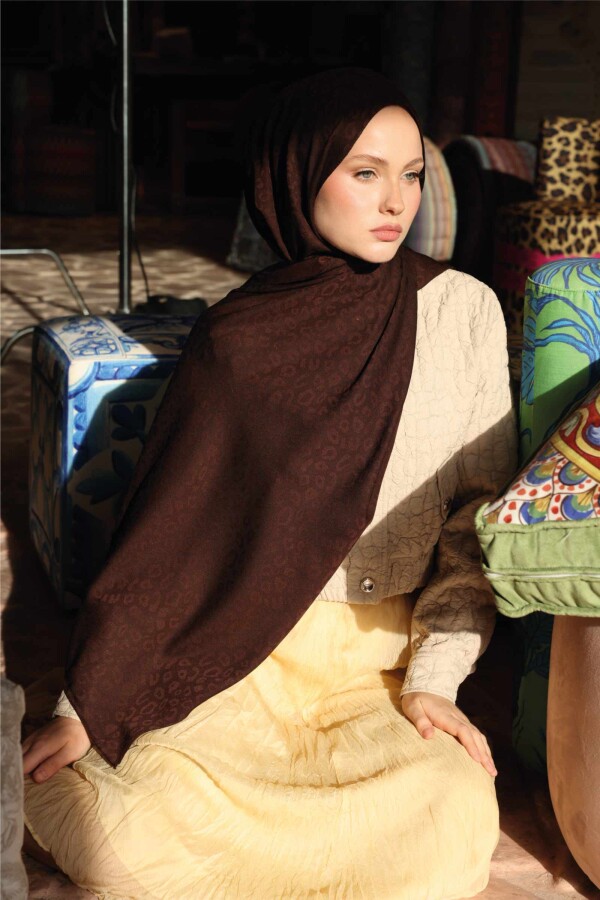 Leopar Desen Şal / Acı Kahve 