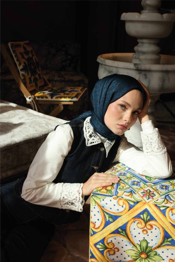Leopar Desen Şal / Akşam Mavi - 4