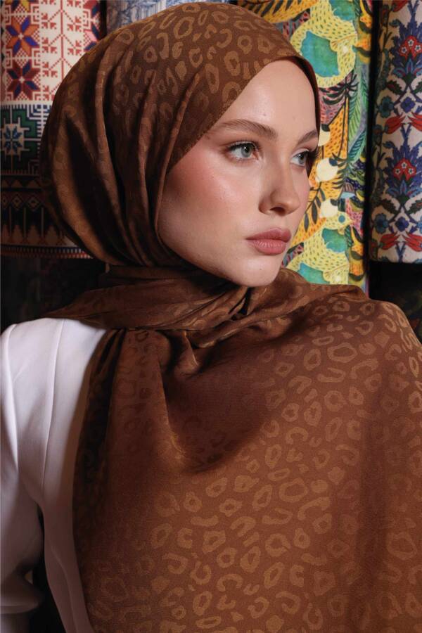 Leopar Desen Şal / Bal Kahve - 3