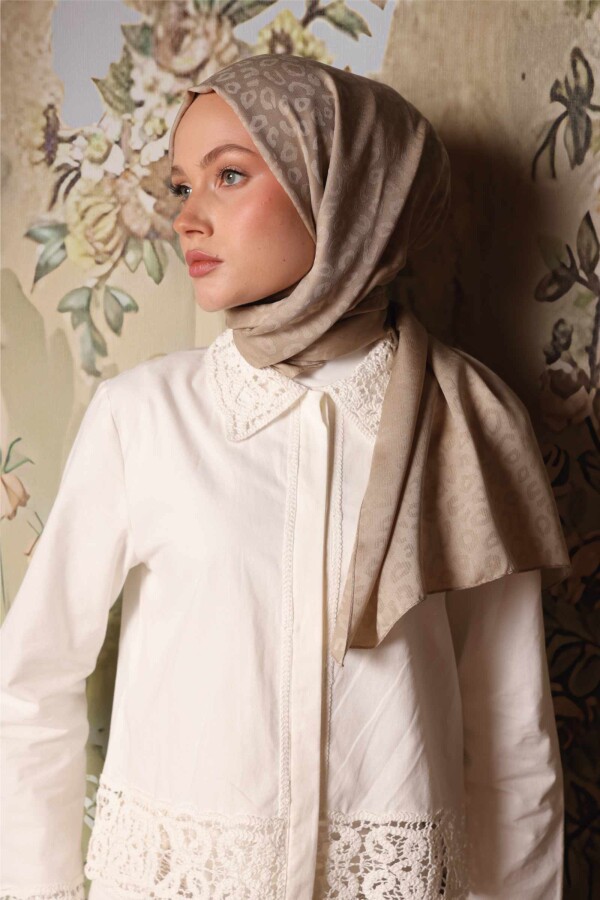 Leopar Desen Şal / Bej - (1)