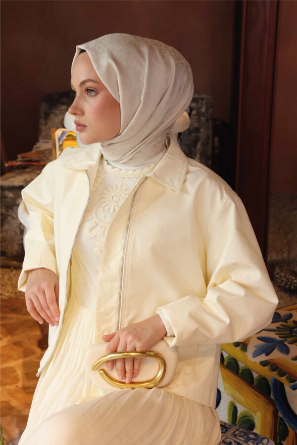 Leopar Desen Şal / İnci Tozu - (1)