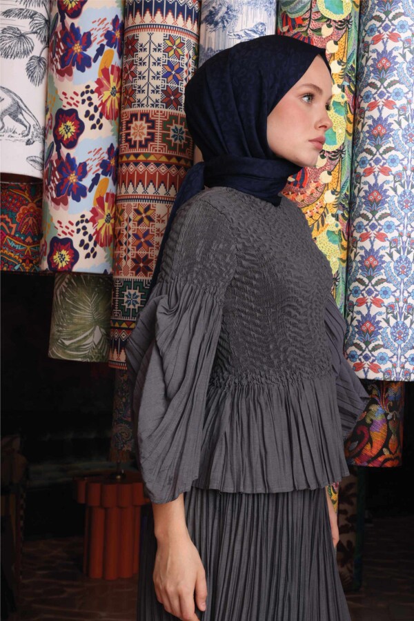 Leopar Desen Şal / Lacivert - (1)