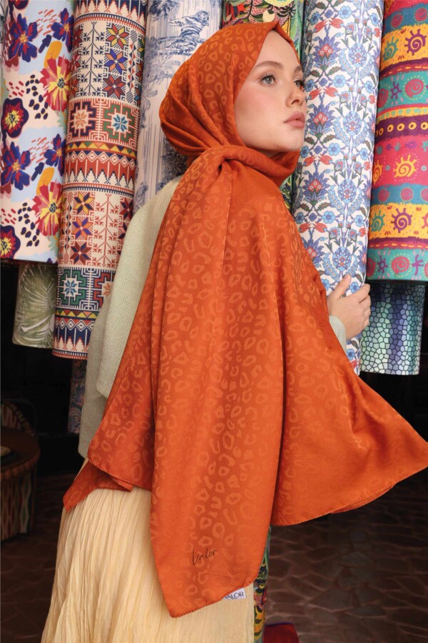 Leopar Desen Şal / Mandalin - (1)