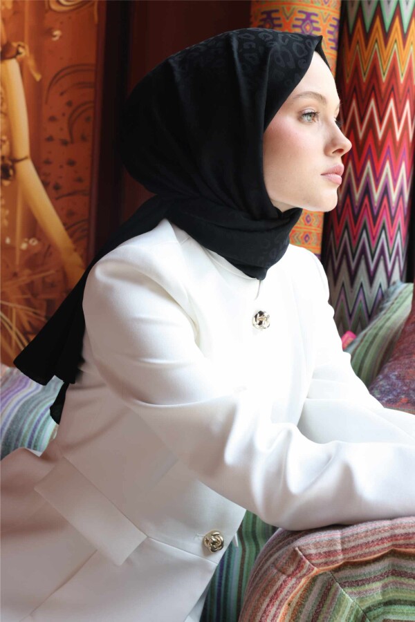 Leopar Desen Şal / Siyah 