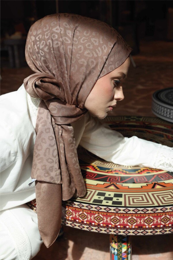 Leopar Desen Şal / Yanık Toprak - (1)