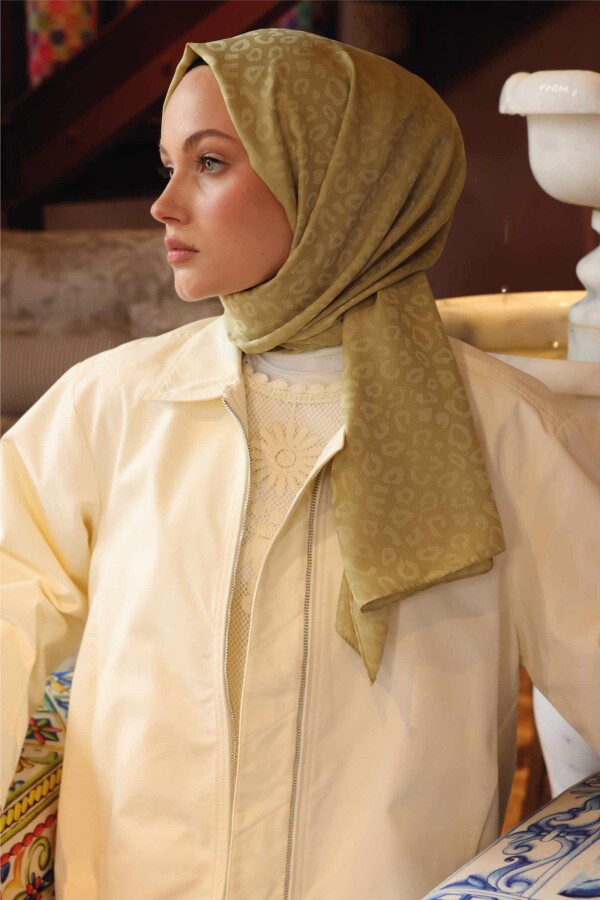 Leopar Desen Şal / Butter Yellow - (1)