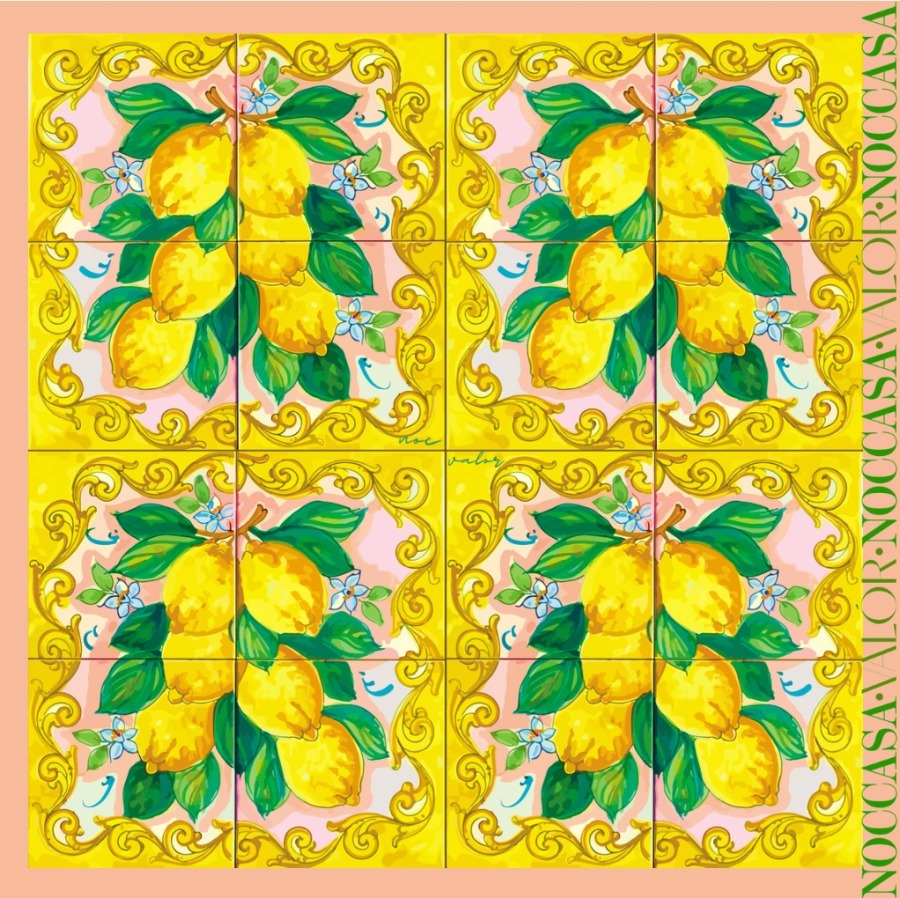 Limone Rosa Desen Eşarp - (1)