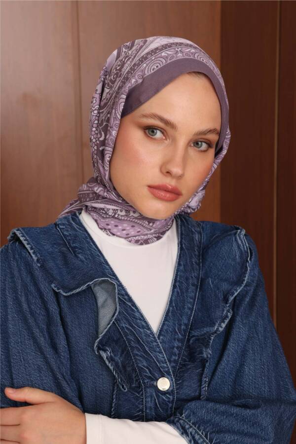 Mistik Mor Floş Viskon Şal - 3