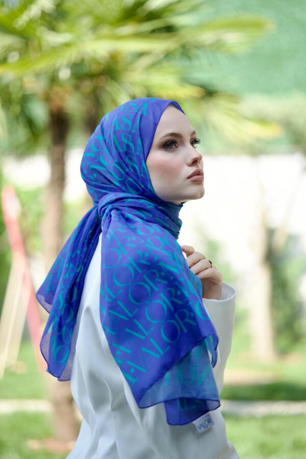 Monogram Desen Şal / Blue - 3