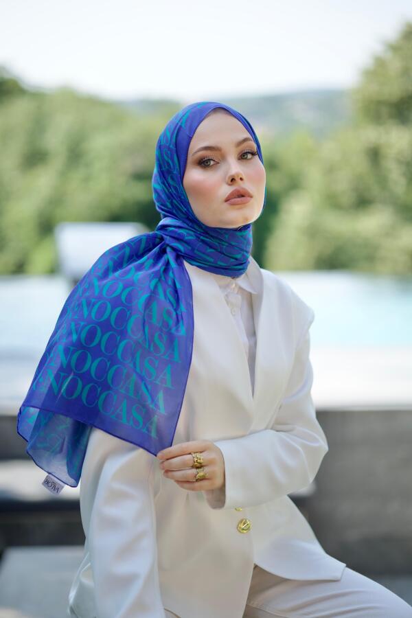 Monogram Desen Şal / Blue - 1