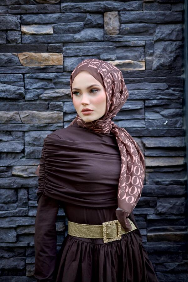 Monogram Desen Şal / Brown - 3