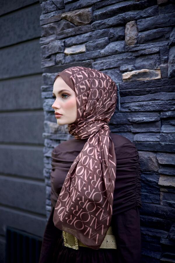 Monogram Desen Şal / Brown - 4