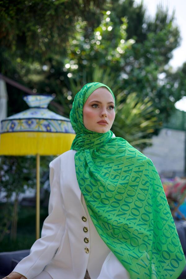 Monogram Desen Şal /Kelly Green - 3