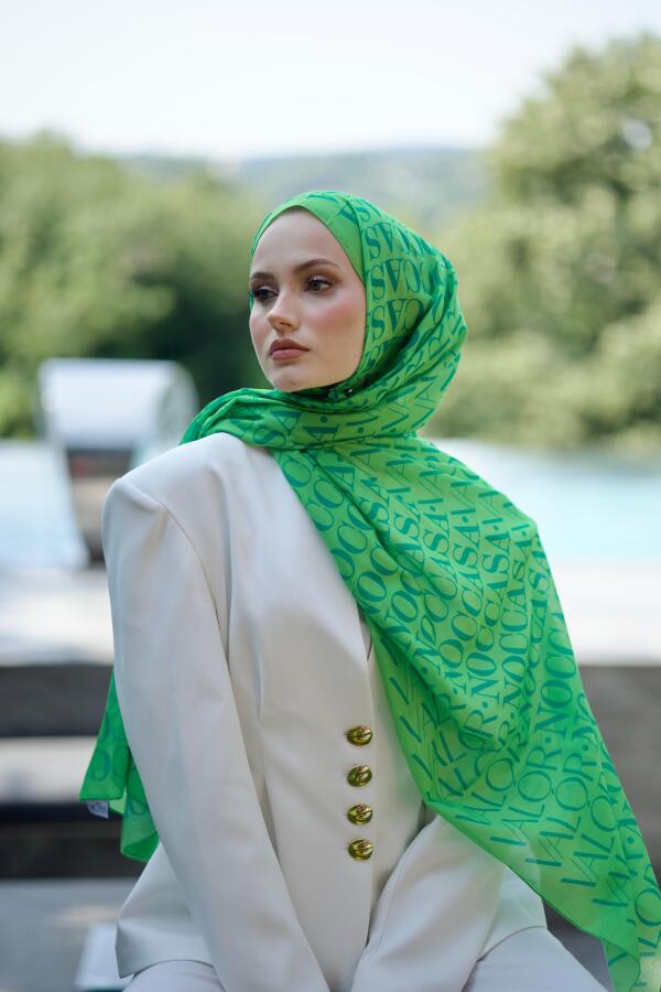Monogram Desen Şal /Kelly Green - 1