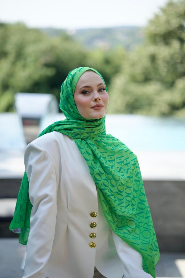 Monogram Desen Şal /Kelly Green - 4