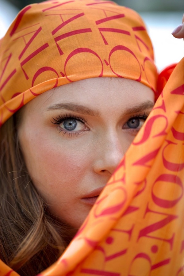 Monogram Desen Şal / Orange - 