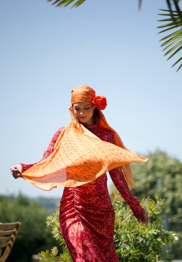 Monogram Desen Şal / Orange - 4
