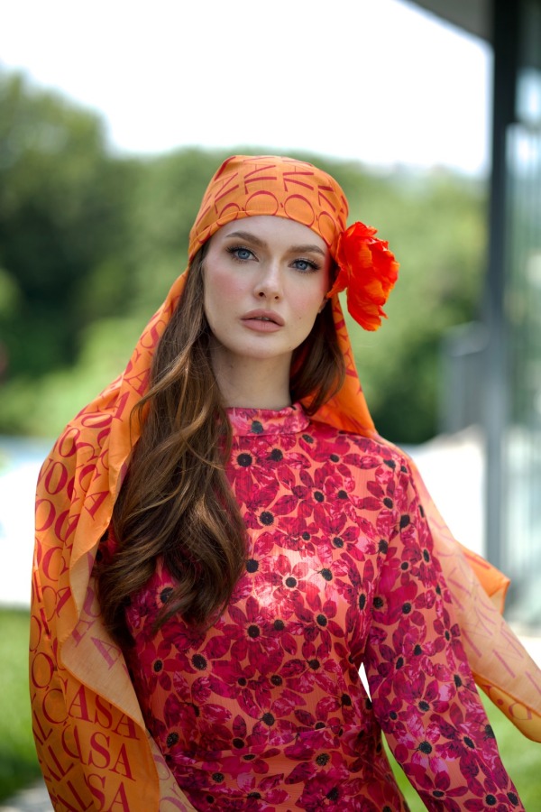 Monogram Desen Şal / Orange - 3