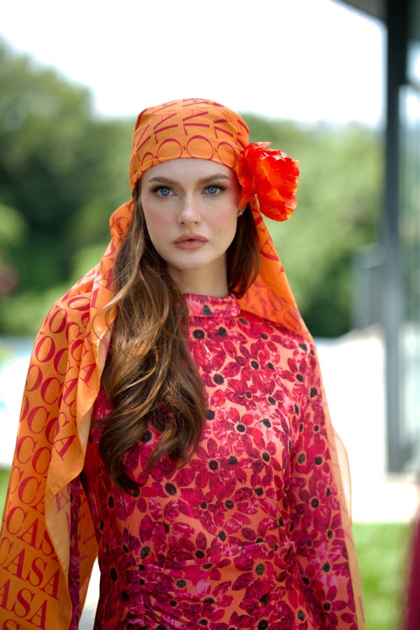 Monogram Desen Şal / Orange - 5